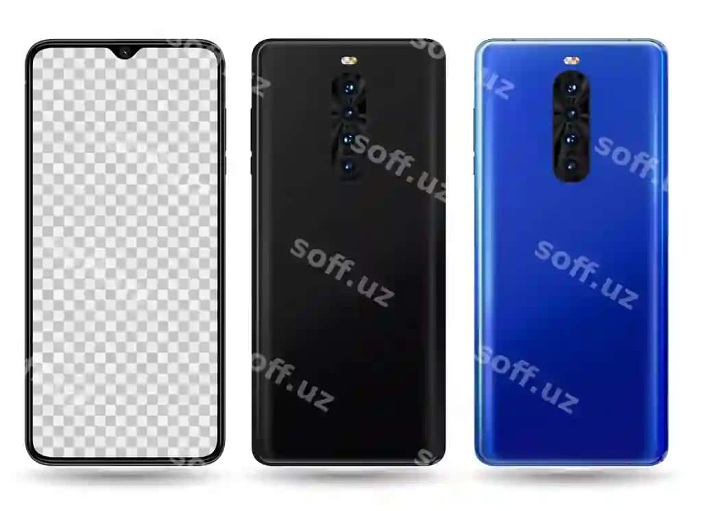 Smartfonning besh kamerali old orqa tomonidagi illyustratsiya texnologiya reklamasi | Smartphone five camera front back illustration technology advertising