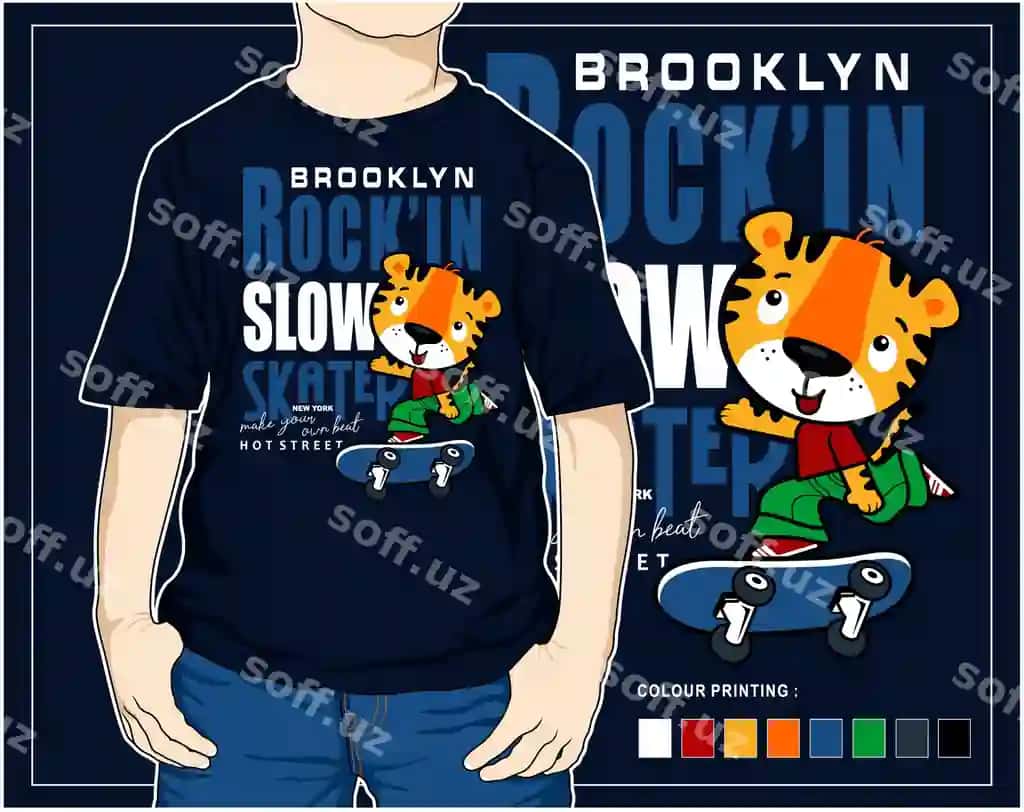 Rokn sekin skater vektor hayvon karyokat illustratsiyasi dizayn boshqotirmi | Rockn slow skater vector animal cartoon illustration design print