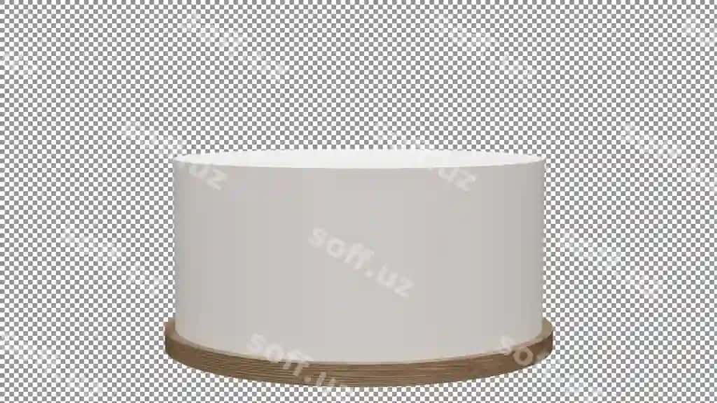 Yelkanli asosdagi oq shirinlik oq fondaa | White cake with wooden base white background