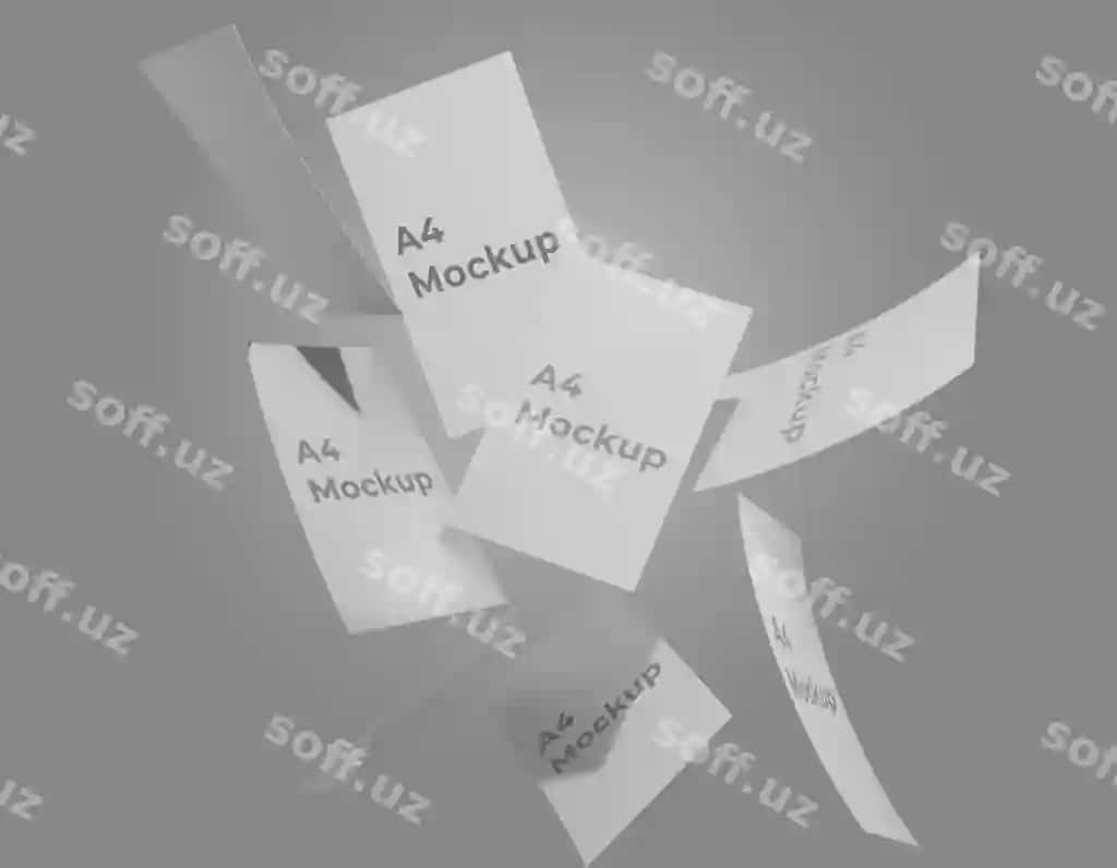 Shaffof fonga ega Psd a4 qog'oz maketi | Psd a4 paper mockup with transparent backgroung