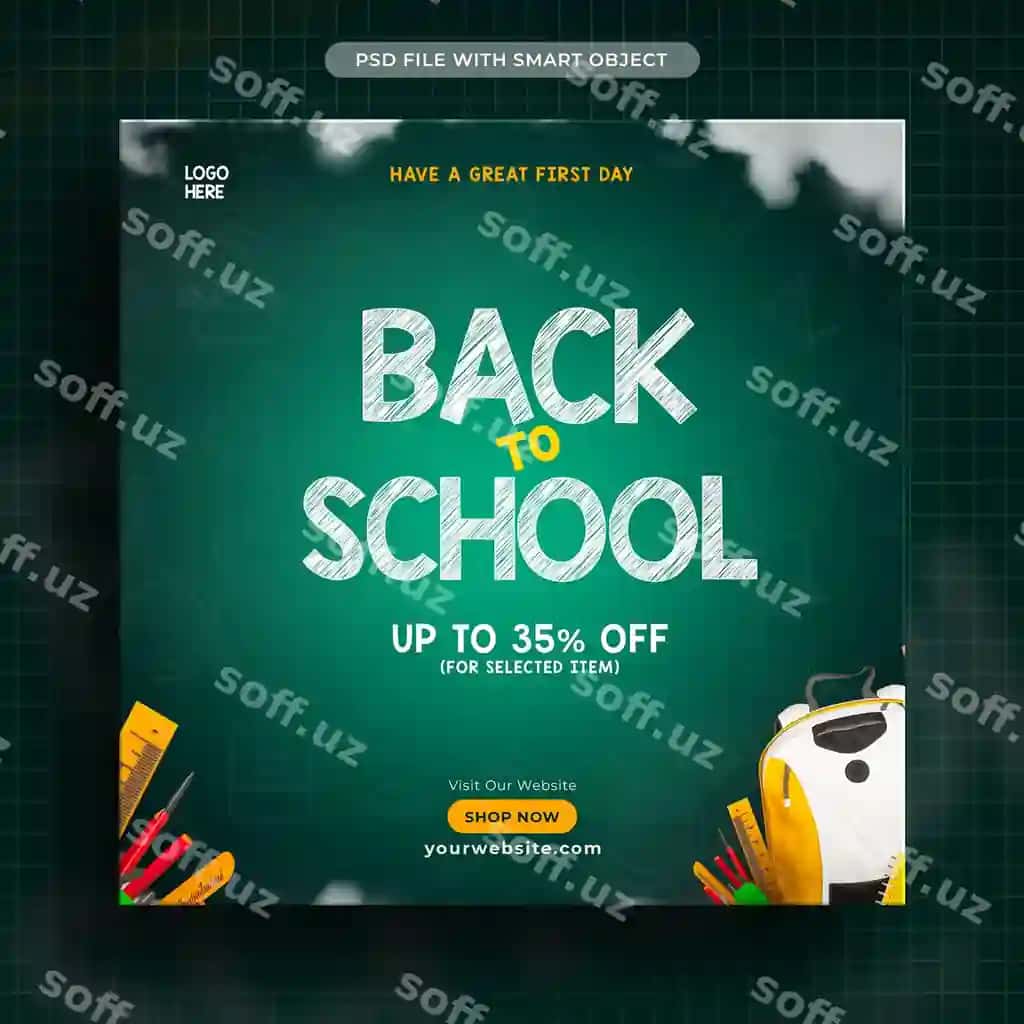 Maktab kun poyezti Ortga maktab deyadi | Poster school day that says back school