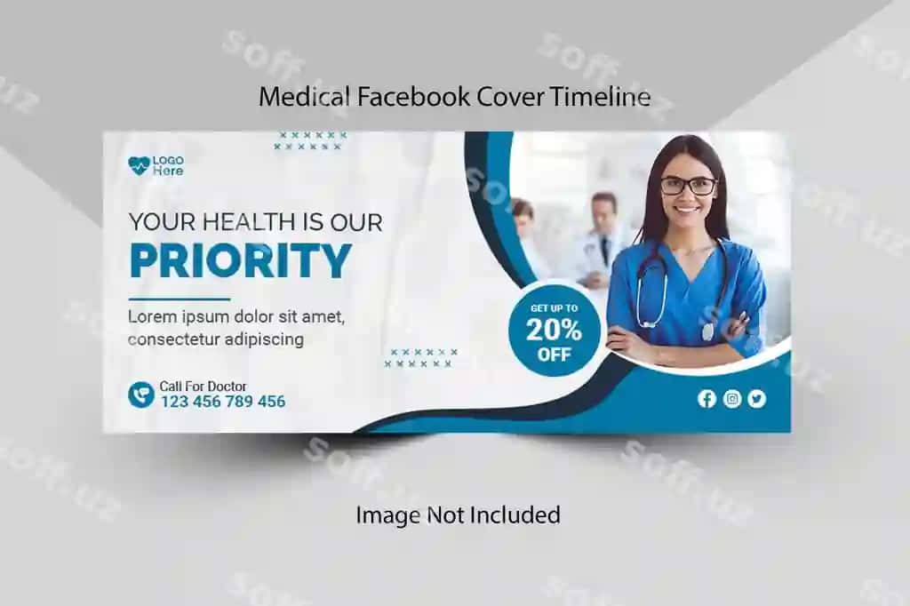 Tibbiy sog'liqni saqlash Facebook vaqt o'tgani varaq veb banner shablon dizayni | Medical healthcare facebook timeline cover web banner template design