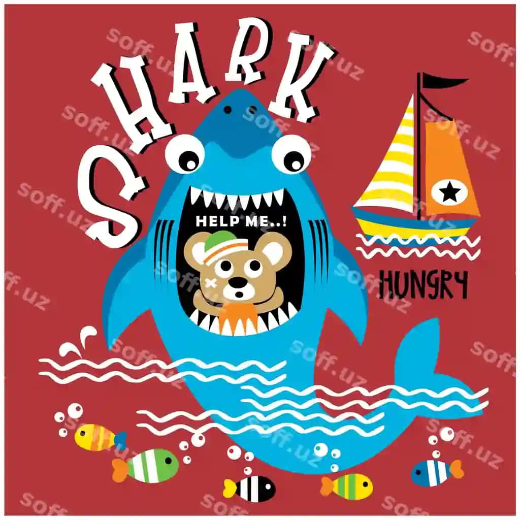 Akula sichqon deng gulbish hayvon karyakatur vektor illustratsiya | Shark mouse sea funny animal cartoon vector illustration