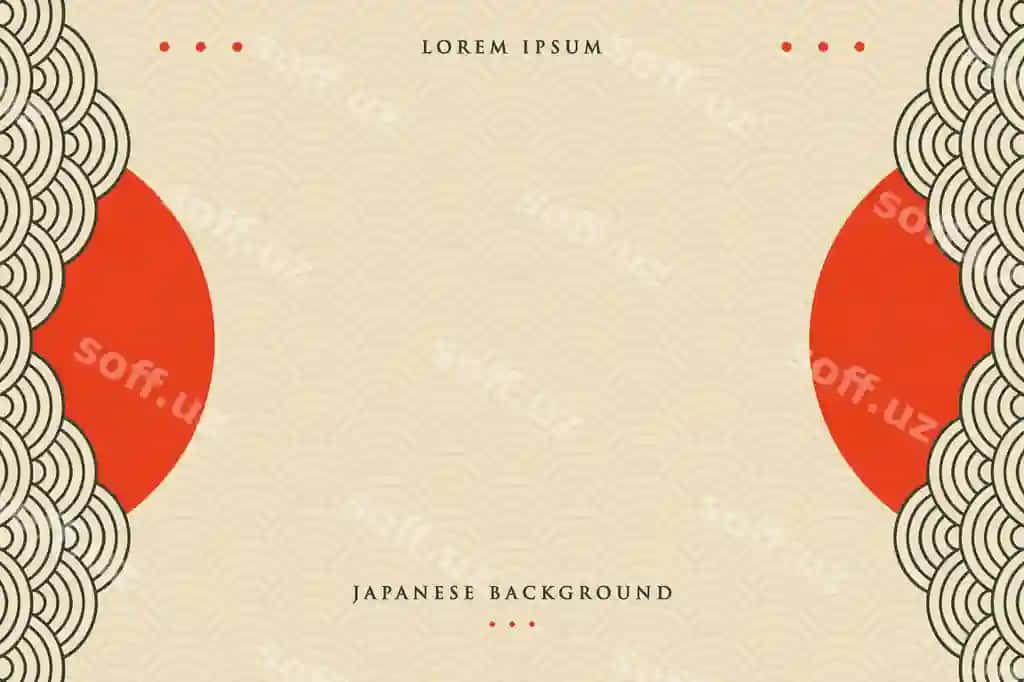 Yapon vintage uslubidagi dizayndagi vektor fon shabloni | Vector background template with japanese vintage style design
