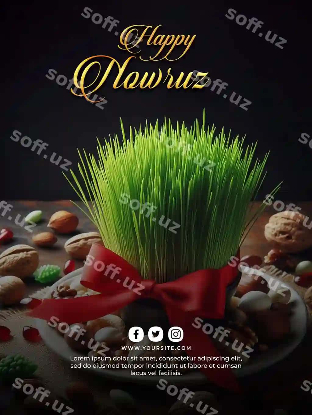 Psd baxrom Navro'z kuni Eron yangi yili banner shablon | Psd happy nowruz day iranian new year banner template