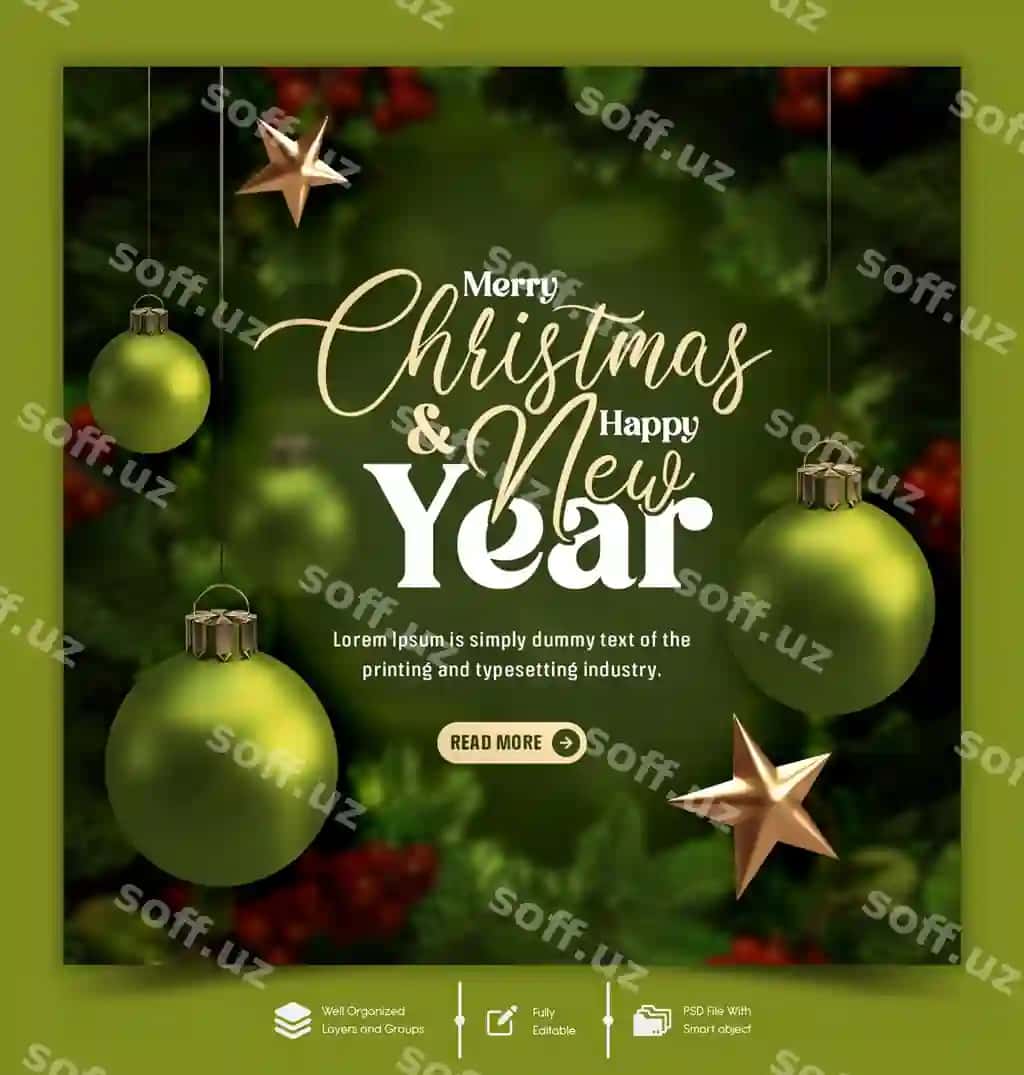 Rojdestvo muborak bo'lsin, Yangi yil 2024 muborak bo'lsin, Bayram Ijtimoiy tarmoqlar uchun post | Merry christmas happy new year 2024 celebration social media post