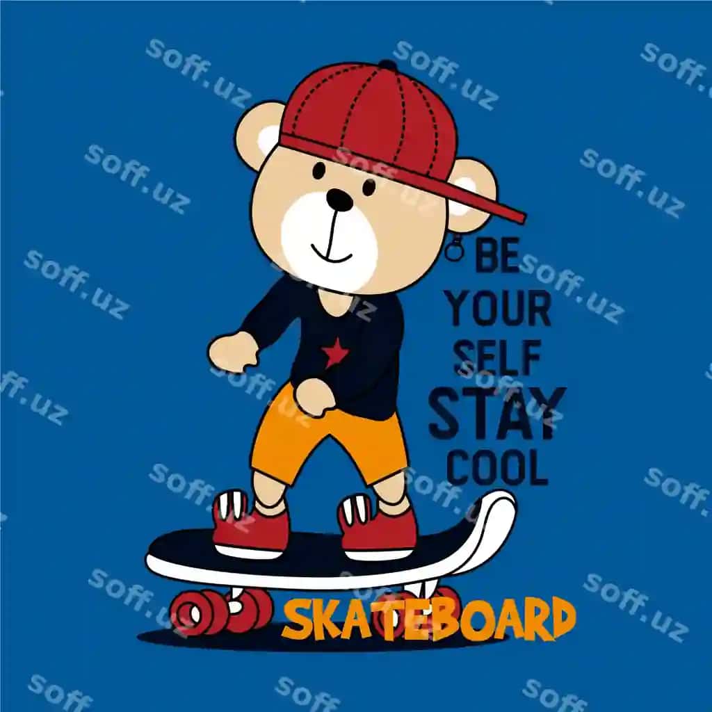 Ayiq skateboard o'yinchi multfil'm ilustratsiyasi | Bear playing skateboard cartoon illustration