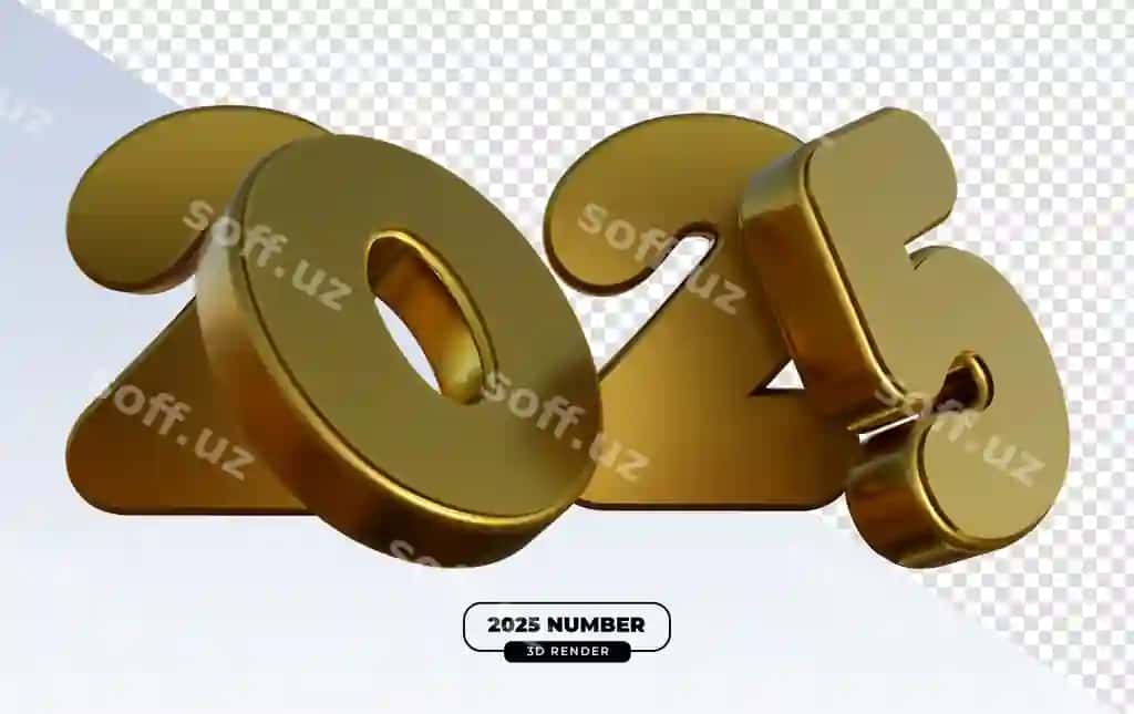 2025 shinovar bronza sonlar 3d render Yangi yil bayrami bilan | 2025 glossy bronze numbers 3d render new year celebrations with