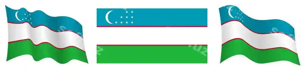 Oʻzbekiston bayrogʻi, statik holat, harakat, tebranayotgan shamol, aniq ranglar | Flag uzbekistan static position motion fluttering wind exact colors