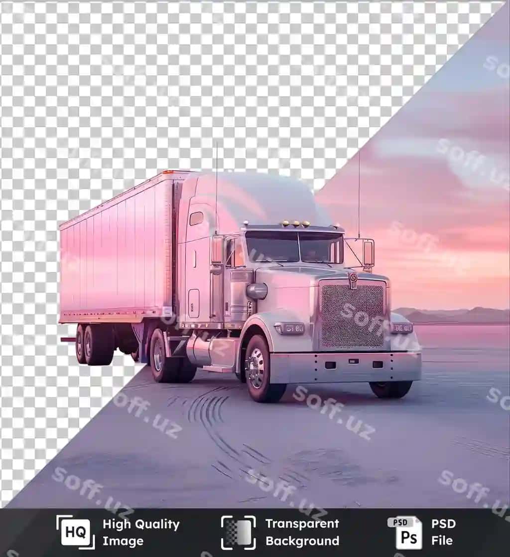 Premium psd oq yuk avtomobili mockup bilan kumush grill qora shinn | Premium psd white cargo truck mockup with silver grill black tire