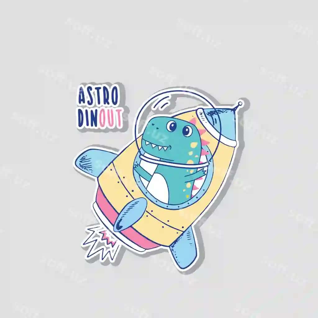 Astronaut dinozav dizayn vektor illustratsiyasi | Astronaut dinosaur design vector illustration