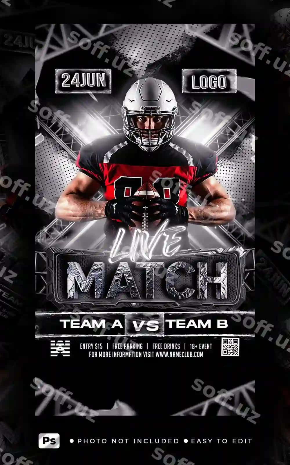 Amerika futboli varaqasi hikoyadan keyingi premium psd | American football flyer post story premium psd