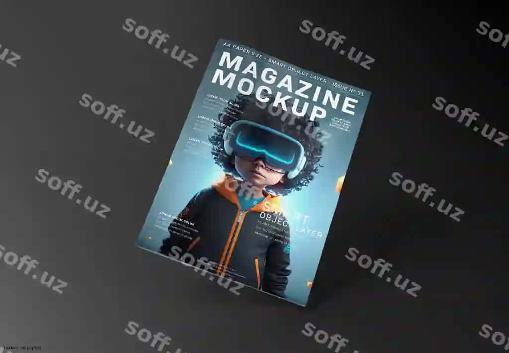 Magazin varaqi yogʻoch yuzasi namunasi | Magazine cover wood surface mockup