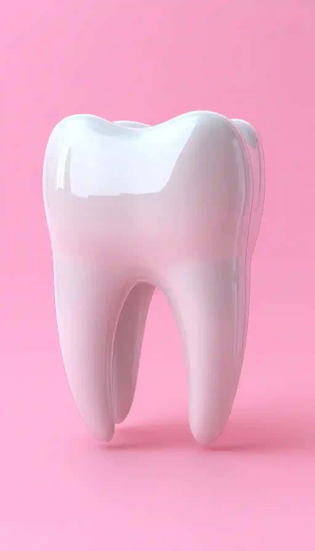 3D render bitta oq tish modeli pushti fon mukammal tabassum konsepsiyasi stomatologik parvarish | 3d render single white tooth model pink background perfect smile concept dental care