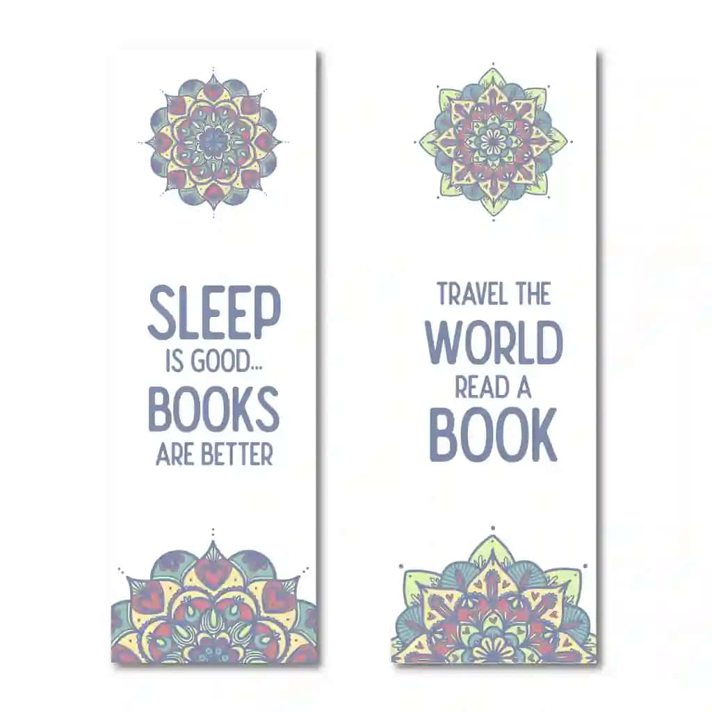 Mandala xatcho'plari qo'shtirnoq bilan shablon | Mandala bookmarks template with quotes