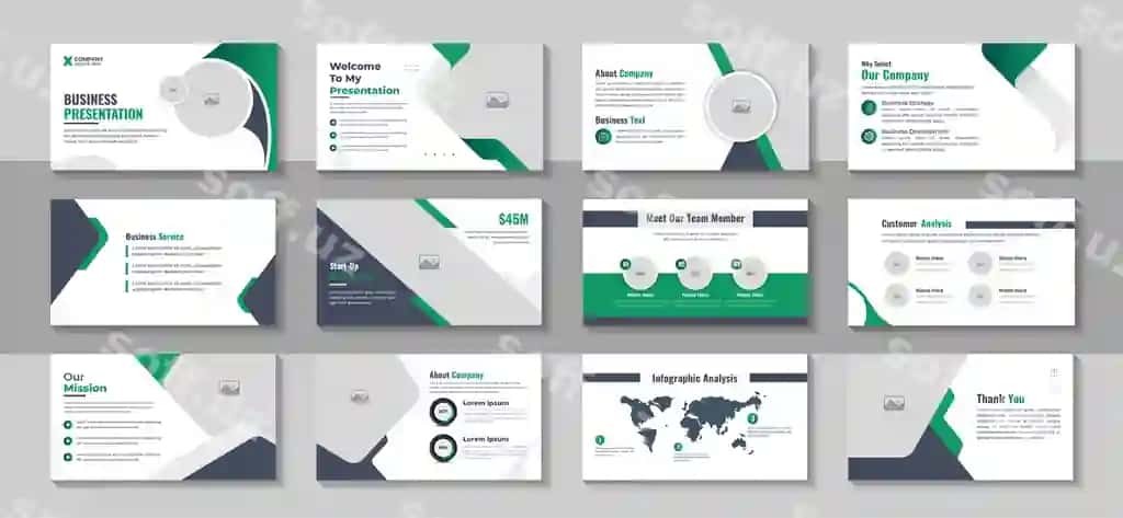 Biznes taqdimoti PowerPoint slaydlari dizayni shabloni broshyurasi | Business presentation powerpoint slides design template brochure