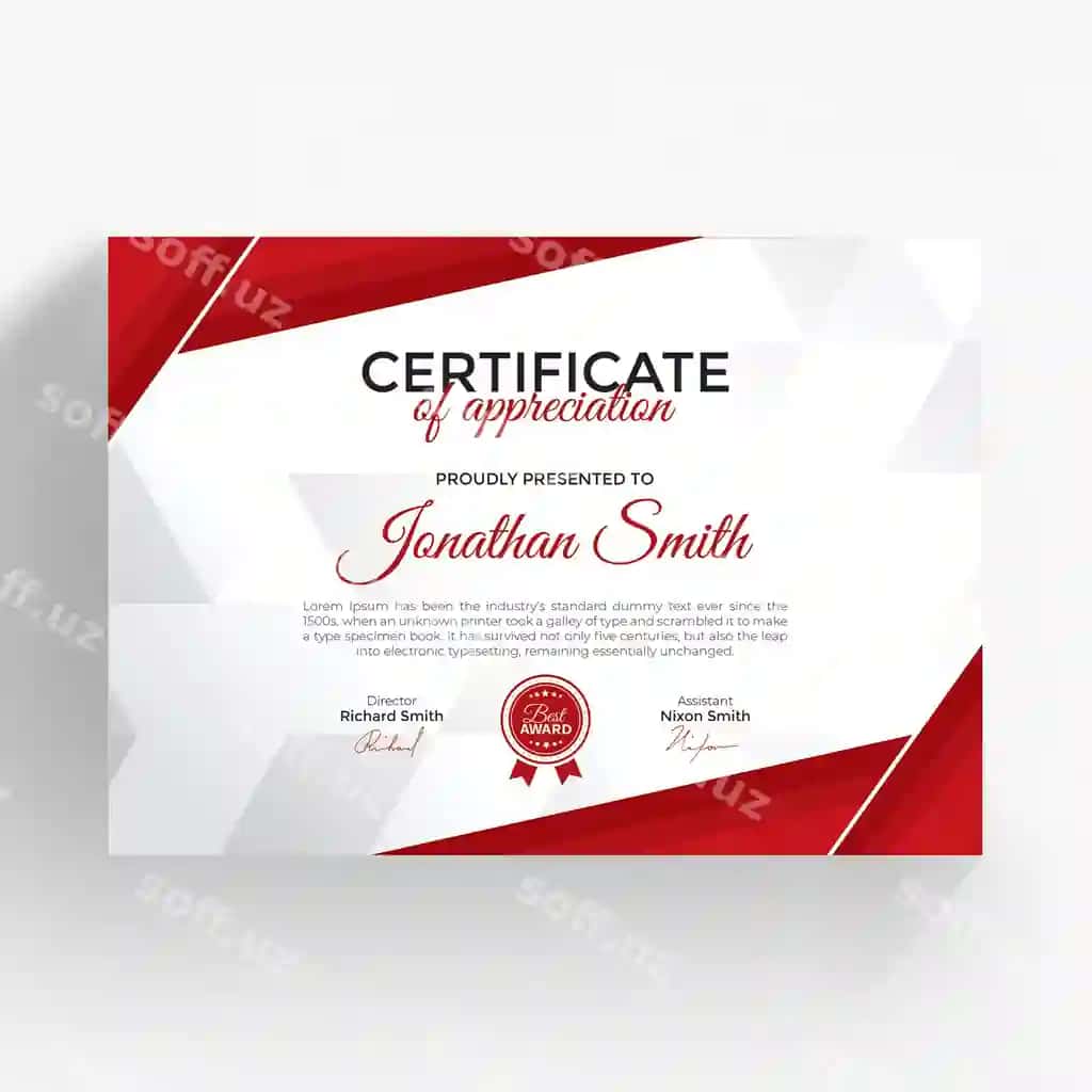 Zamonaviy sertifikat shabloni | Modern certificate template