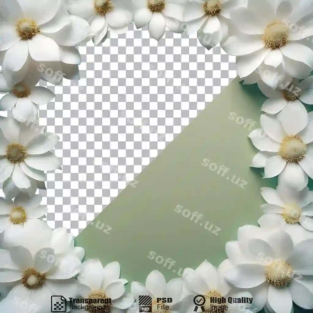 Doira, oq gulari, ramkalar, bo'sh joy | Circle white flowers frames blank space