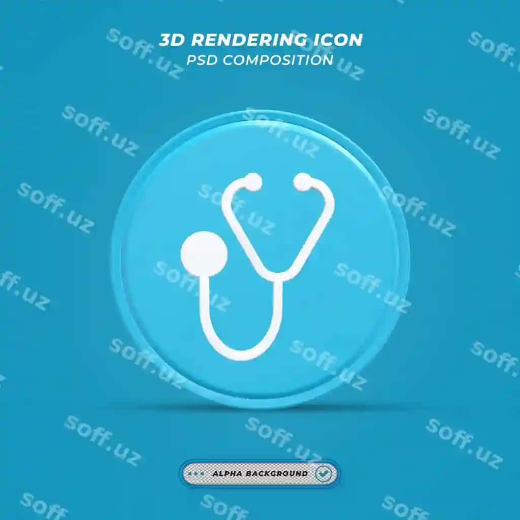 Stetoskop ikonasi 3D renderi | Stethoscope icon 3d rendering