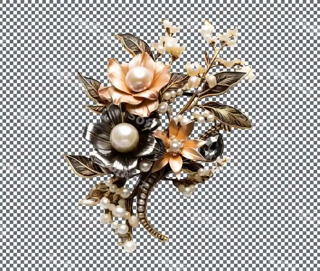 Hasharot kostyum broshi ajraltirilgan shaffof orqa fonda | Luxury costume brooch isolated transparent background