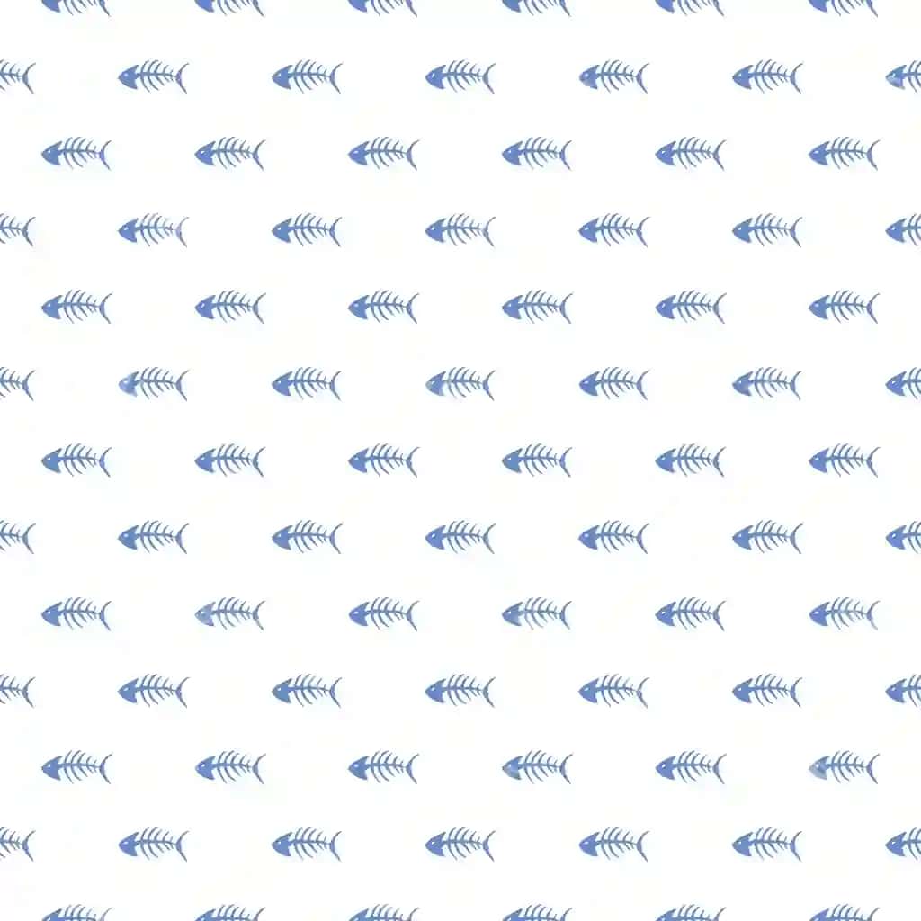 Baliq uruglari tekis naqshli baliq skeleti doodle vektor illustratsiyasi | Fish bones seamless pattern fish skeleton doodle vector illustration