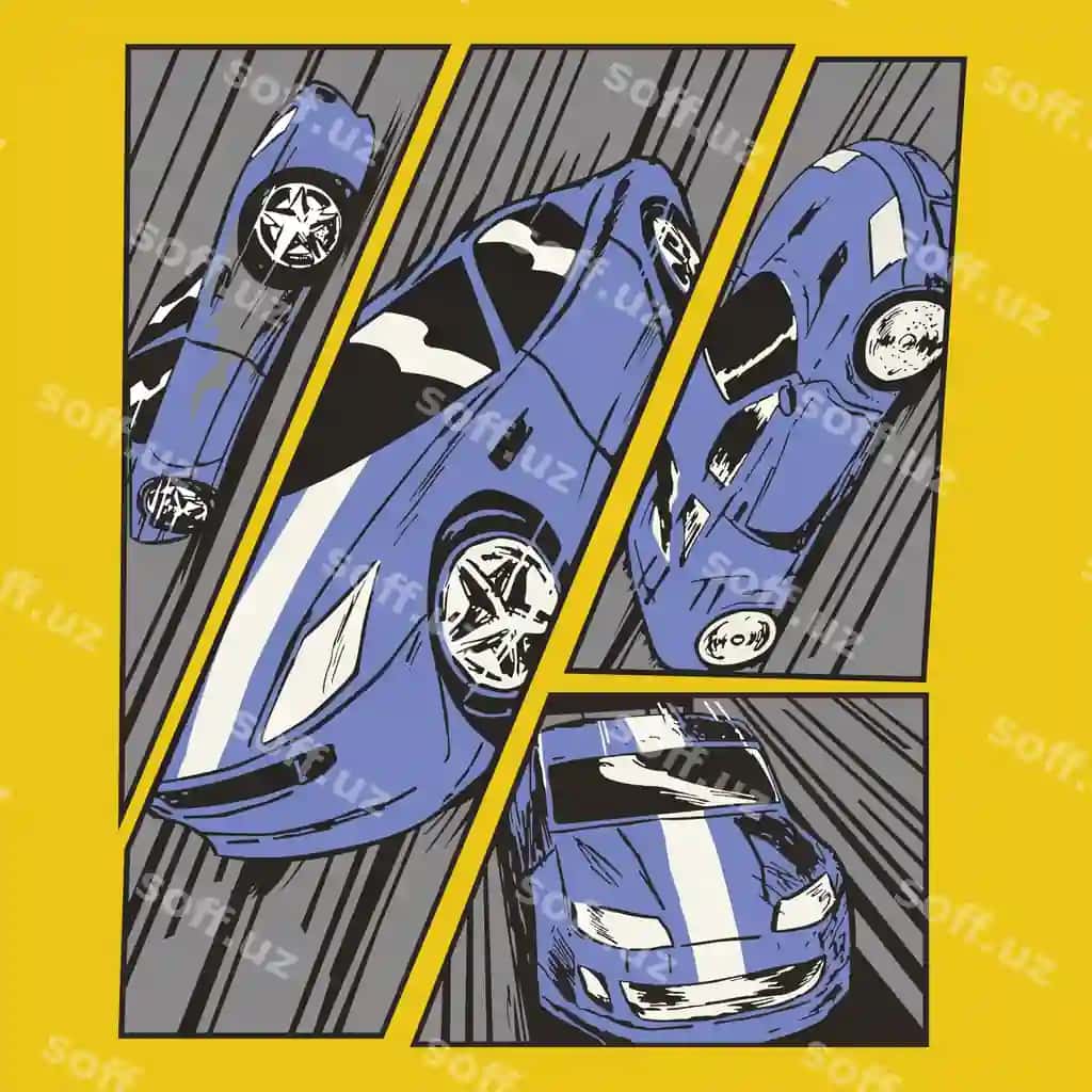 Sport avtomobili gonasi grafik rasm futbolkasi | Sports car race graphic image tshirt