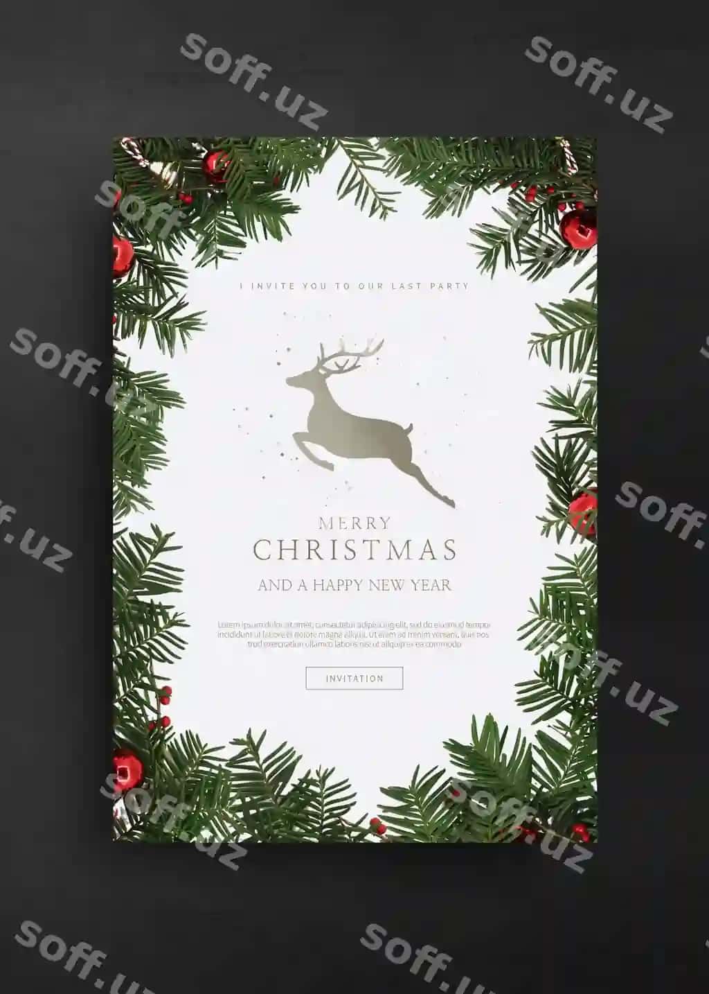 Baxromli Rojdestvo baxromli Yangi yil tabriq qarti shabloni | Merry christmas happy new year greeting card template