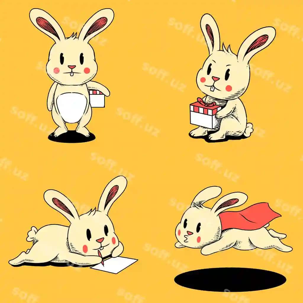 Stiker quyon tug'ilganidan keyin yoqimli yangi yil | Sticker rabbit natal cute new years