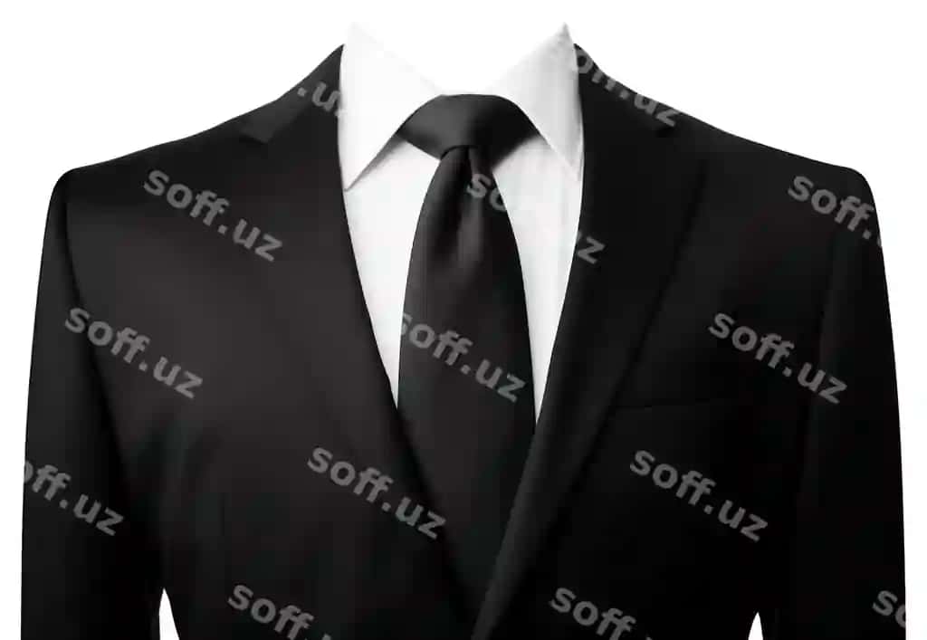 Galstukli oqlangan qora rangli PNG kostyumi | Png elegant black suit with tie