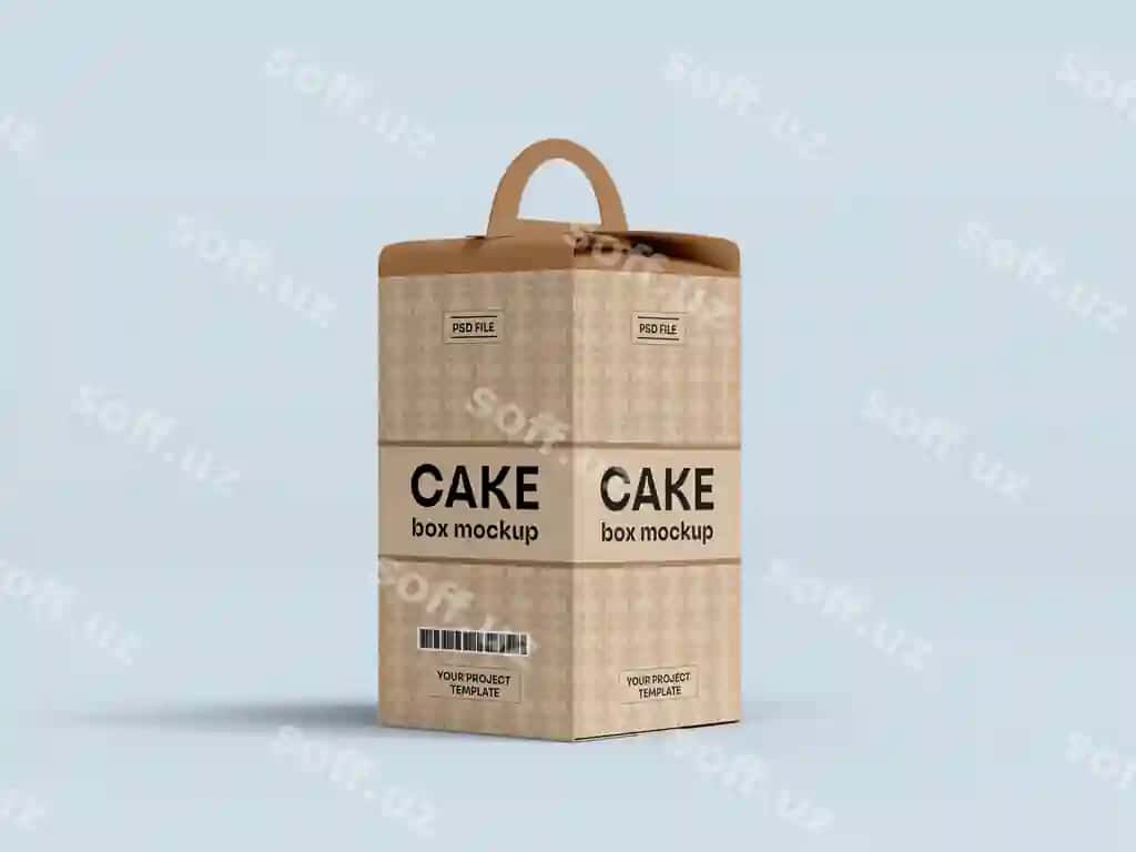 Bir martali ishlatiladigan qog'oz kek qutisi qadoqlash maketi | Disposable paper cake box packaging mockup