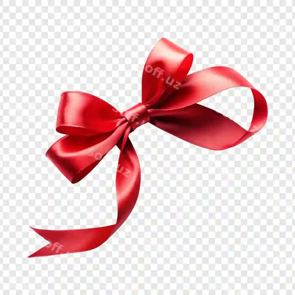 Chiroyli qizil lenta bog'langan shaffof orqa fon png fayl | Stylish red ribbon with bow transparent background png file