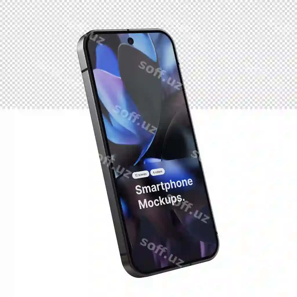 Shaffof fonga ega haqiqiy smartfon ekrani maketi | Realistic smartphone screen mockup template with transparent background
