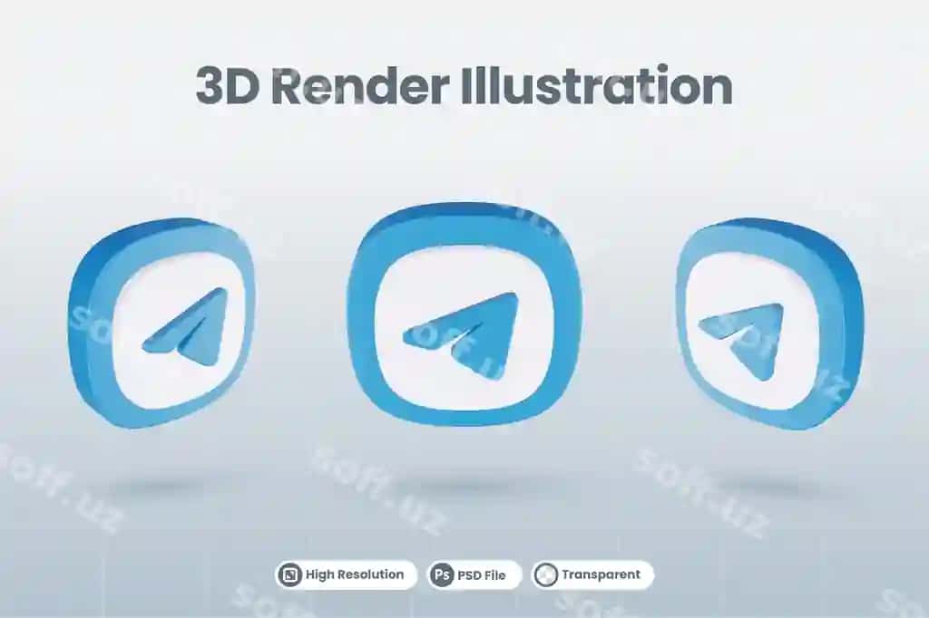 3d ikon Telegram ijtimoiy tarmoqlar logotipi isolatsiyalangan render | 3d icon telegram social media logo isolated render