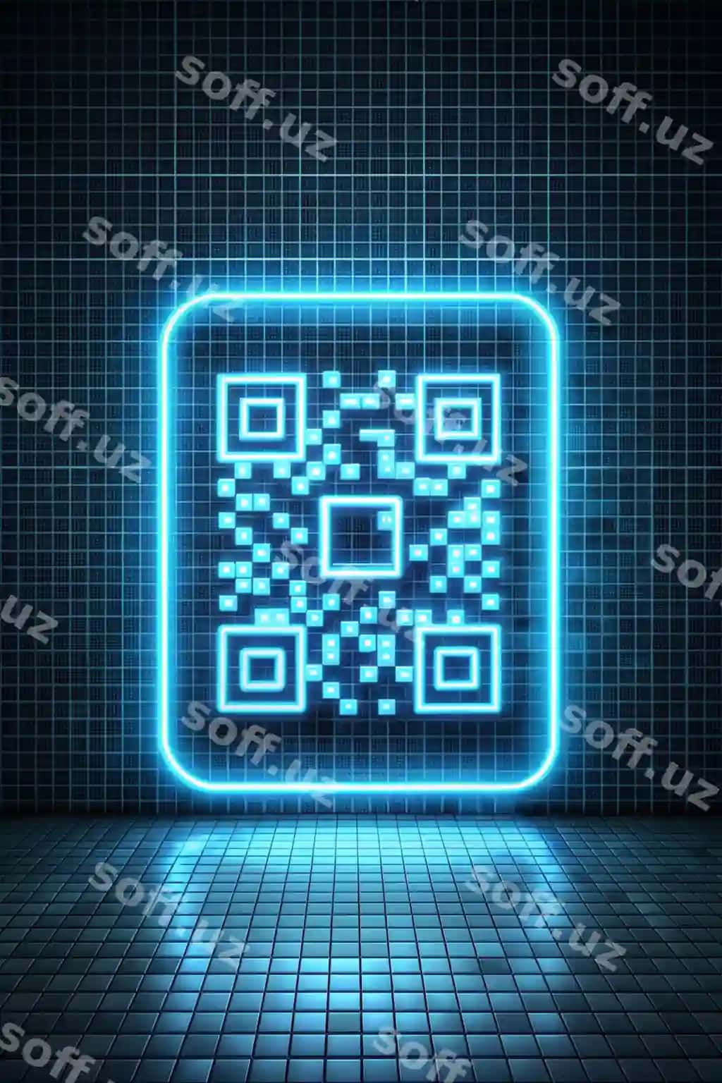 Abstrakt neon QR-kod texnologiya interfeysi qorong'iq shablon hightech raqamli dizayn mobil devor rasmlari foni | Abstract neon qr code technology interface dark grid pattern hightech digital design mobile wallpaper background
