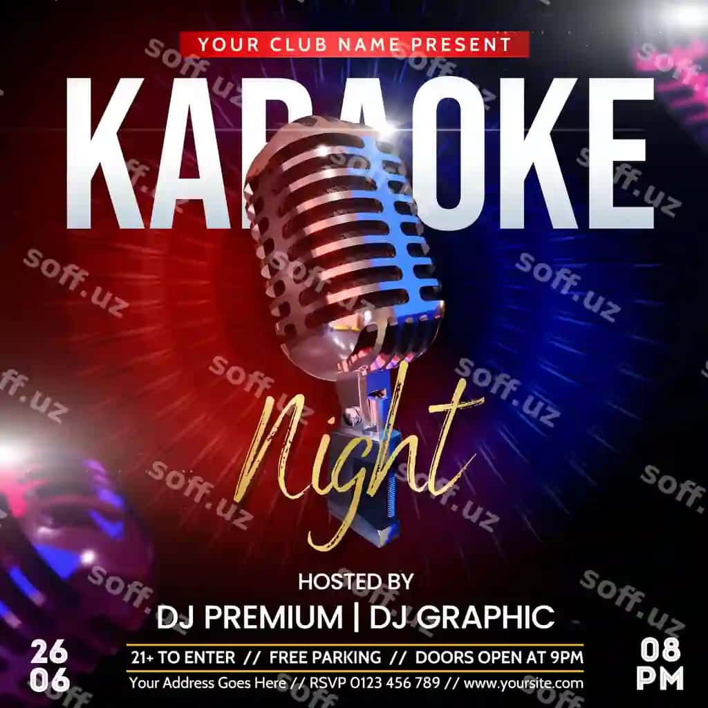 Karaoke kechasi ijtimoiy media post reklamasi | Karaoke night party social media post promotion