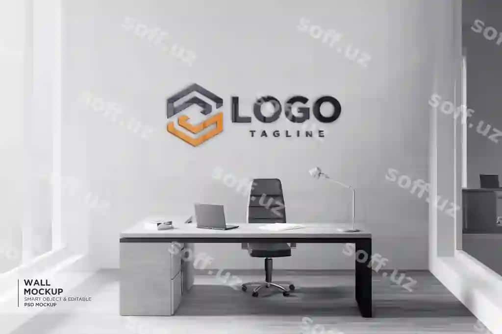 Oq devor haqiqiy logotip mockup bilan | White wall with realistic logo mockup