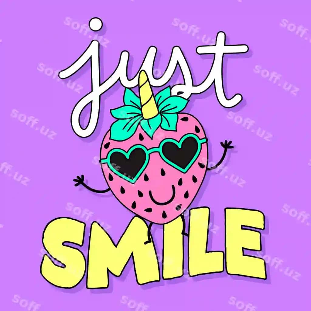 Vektor faqat gullang matn bilan tarvuz soklari | Vector just smile text with strawberry sunglasses