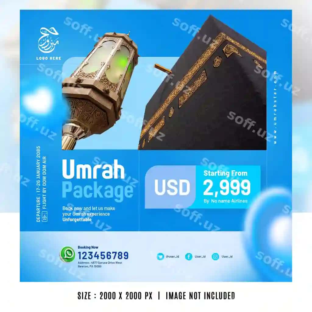 Hajj umrah poster, banner, social media flyer shablonlari | Hajj umrah poster banner social media flyer templates