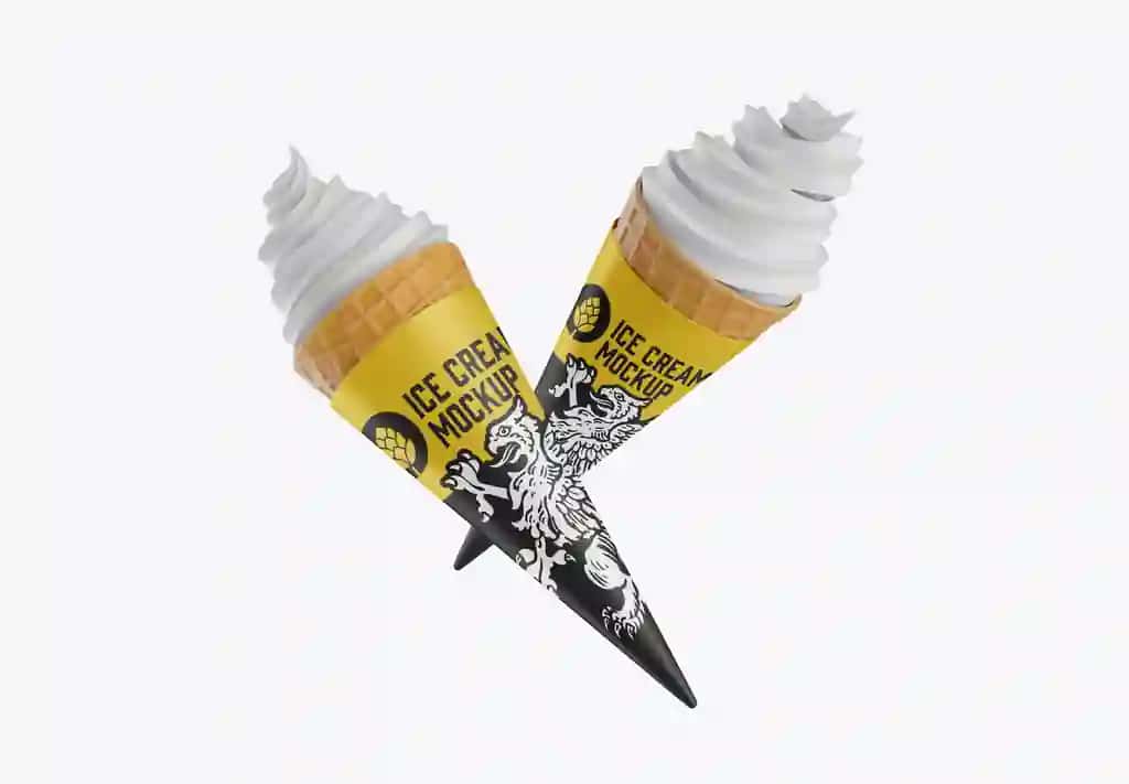 Yumshoq muzqaymoqning maketi | Soft ice cream cone mockup