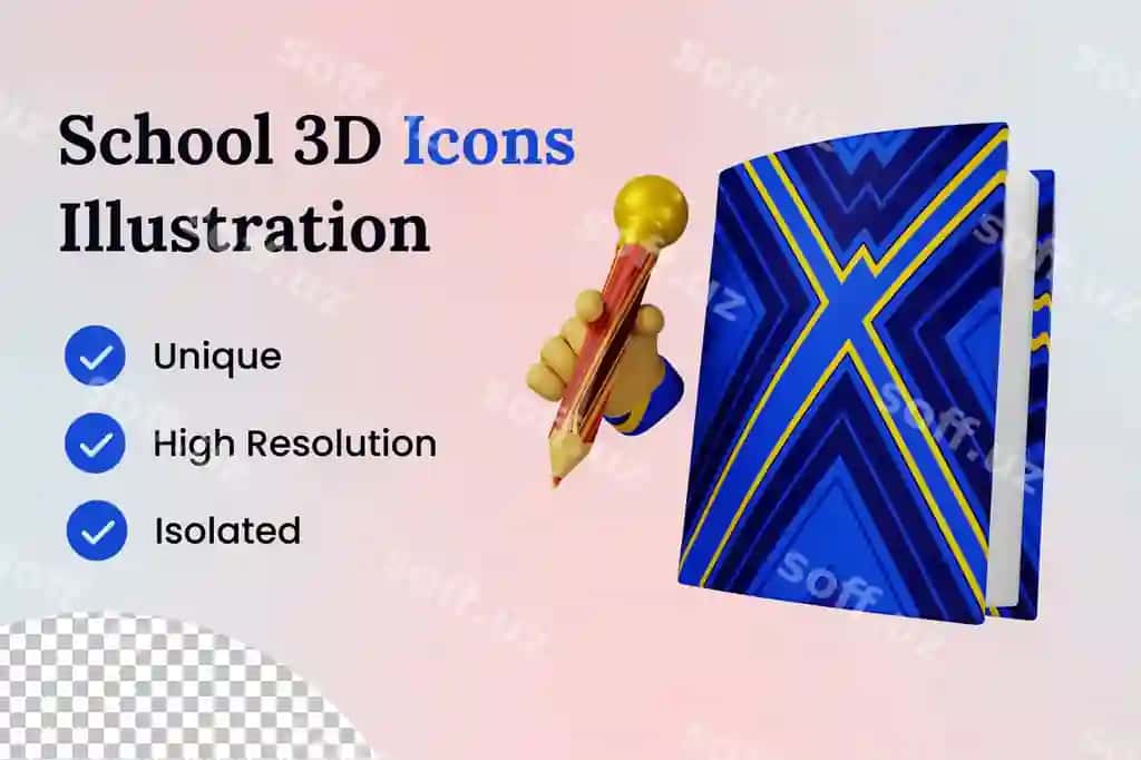 Yozish 3d ikon illustratsiyasi | Writing 3d icon illustration