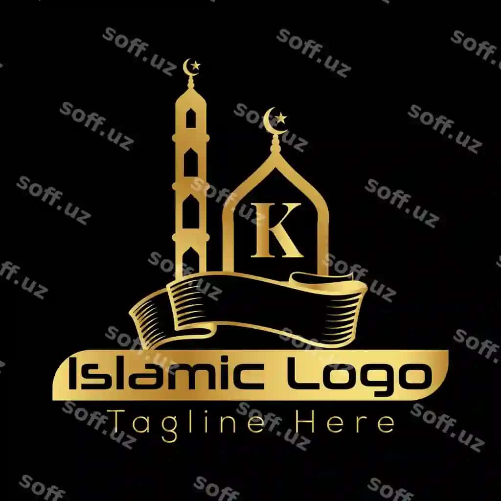Islomiy k logotipi shabloni oltin masjid masjidi musulmon belgisi vektor illyustratsiyasi | Islamic k logo template gold mosque mosque moslem icon vector illustration