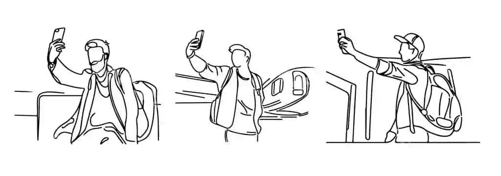 O'zini telefoni bilan suratga olayotgan odam rasm chizmoqda | Drawing man taking picture himself with his phone