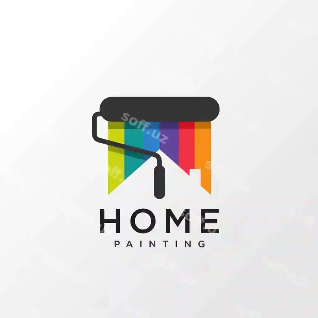 Bo'yangan logo dizayni uy kontseptsiyasi bilan binofa ranglar | Painting logo design with home concept rainbow color