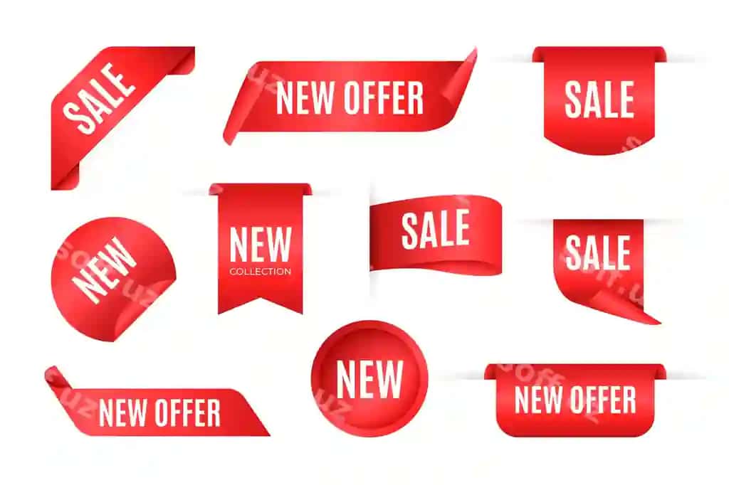 Haqiqiy sotuvlar etiketka to'plami | Realistic sales label collection