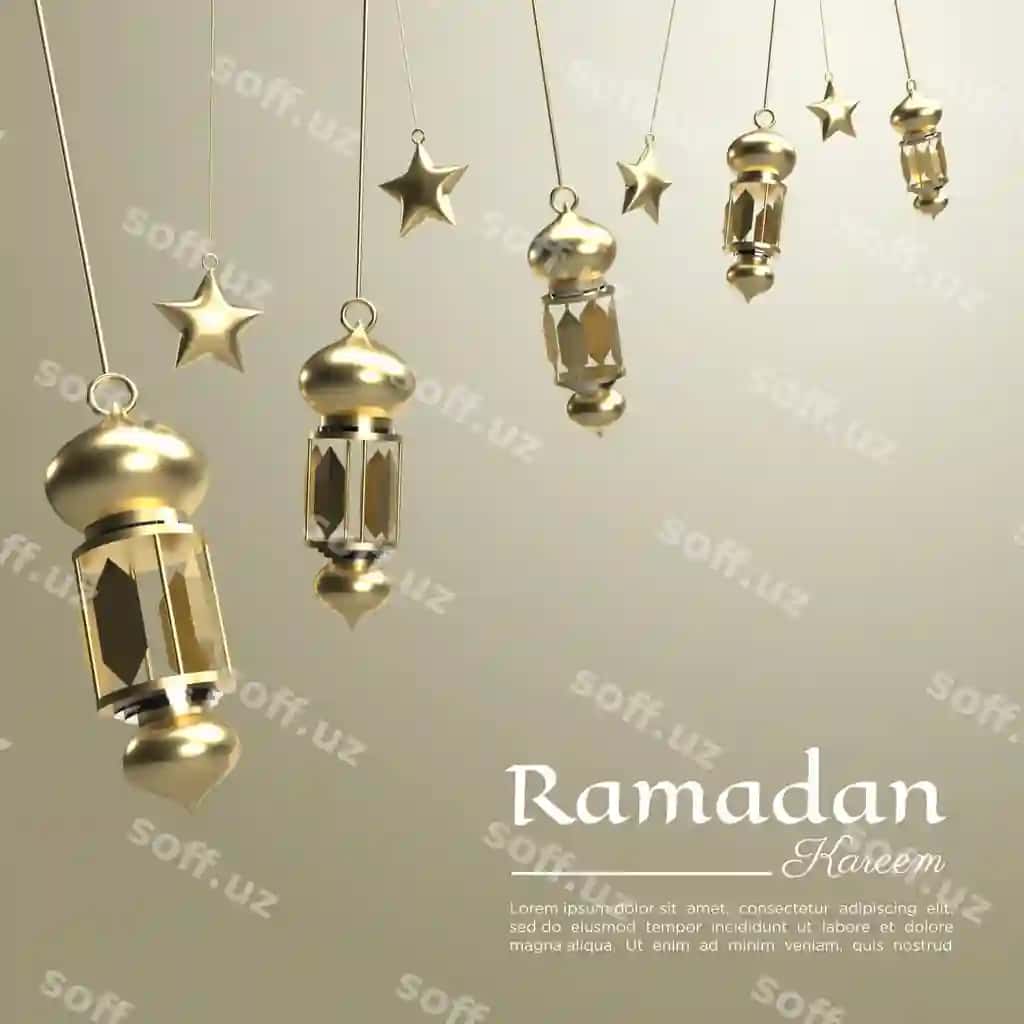 3d rendering Ramazon Kareem hashmli lamp bilan ijtimoiy tarmoqlar | 3d rendering ramadan kareem with luxury lamp social media
