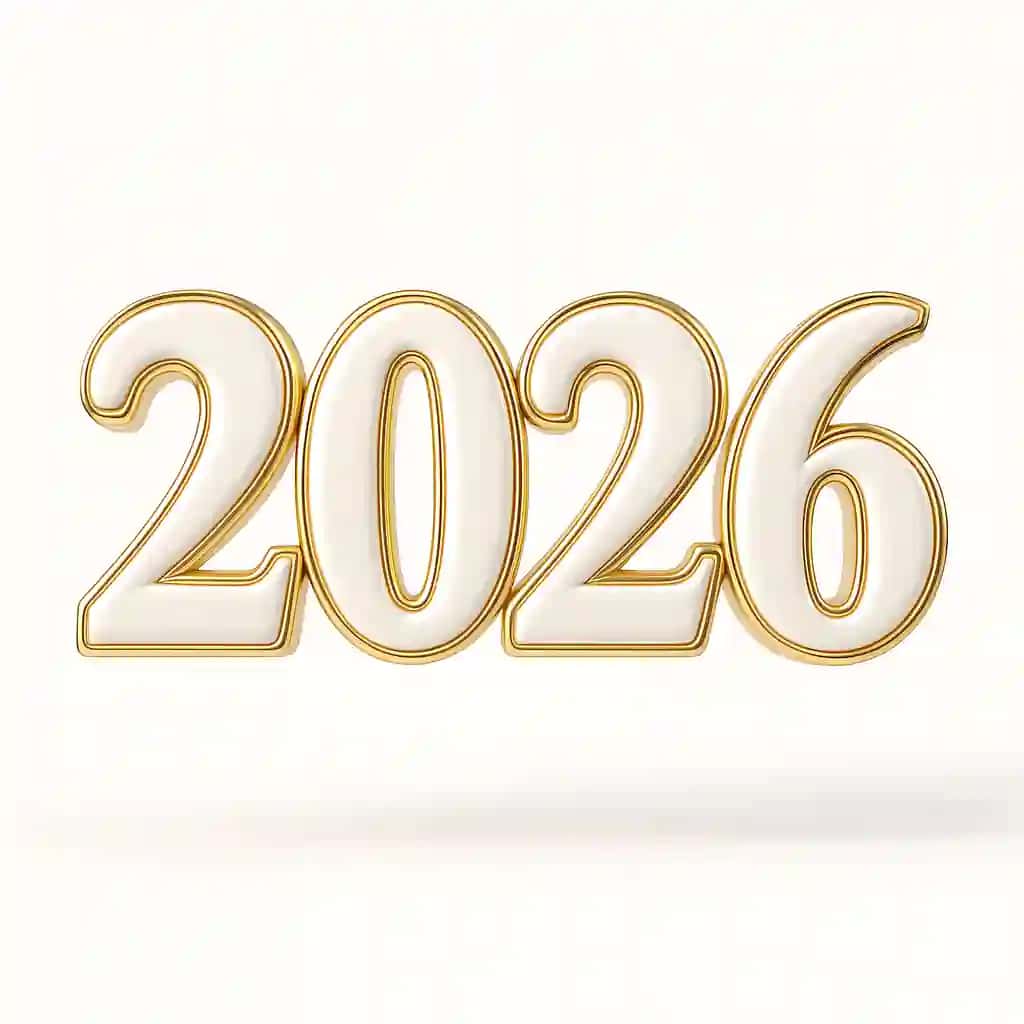 Yangi yilingiz bilan 2026 tilla bezakli oqlangan 3D raqam | Happy new year 2026 elegant 3d number with golden trim