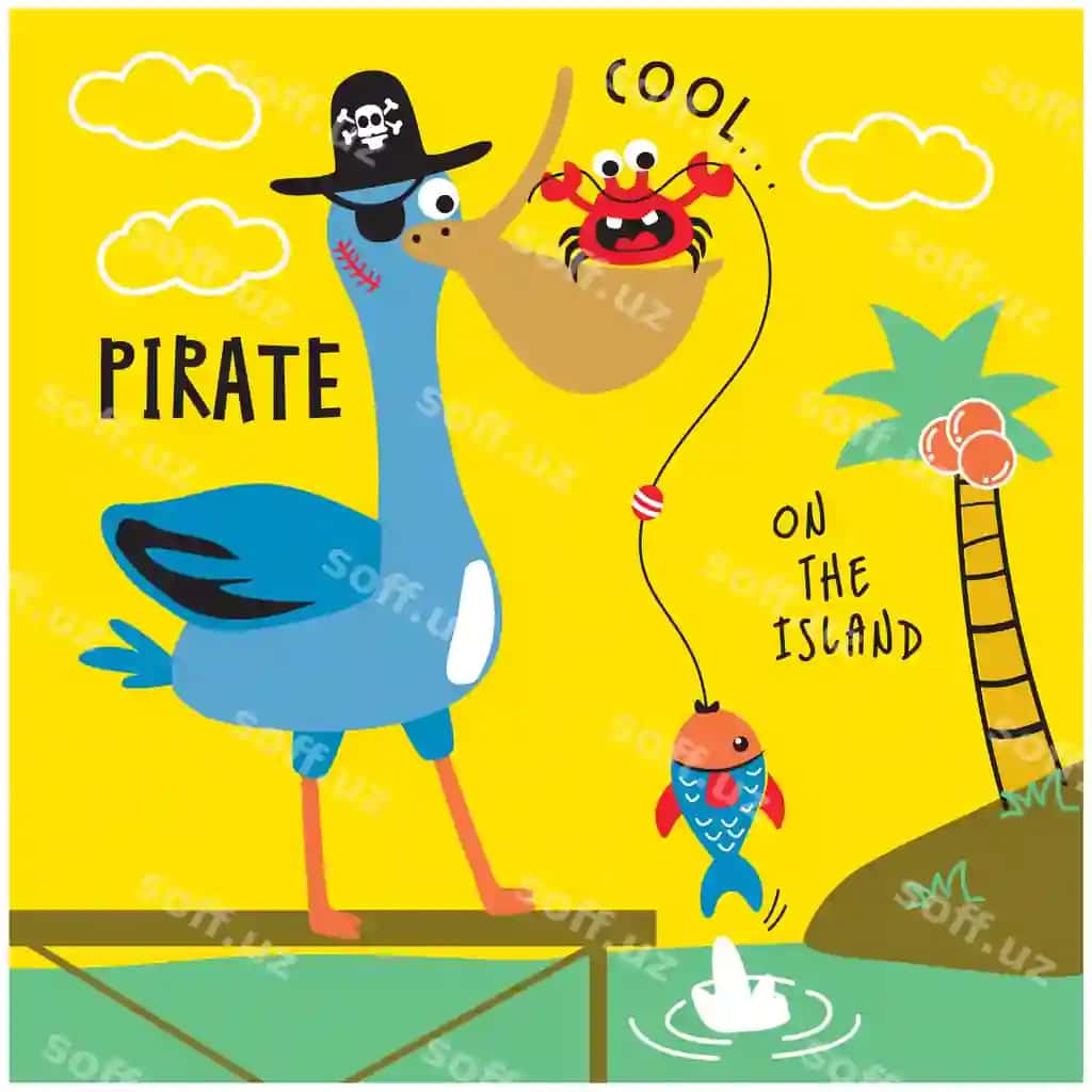 Flamingo qush krabli orol gulbahor hayvon karyokat vektor illustratsiyasi | Flamingo bird with crab island funny animal cartoon vector illustration