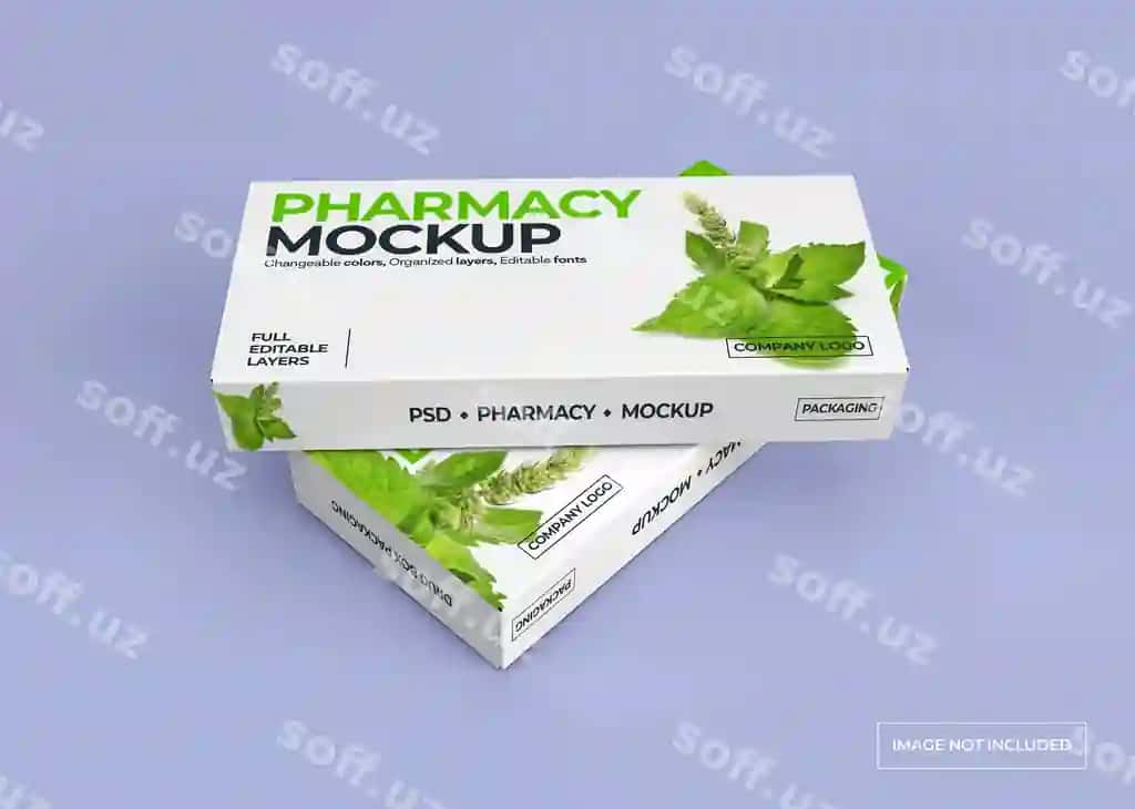 Dori qutisi brendingi uchun paket tarkibi mockup | Medication box branding packaging mockup