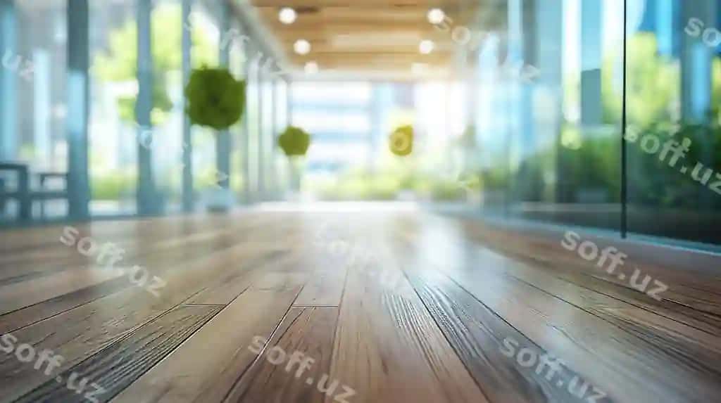 Cesium binafsha ofis atmosferasi ajoyib tafsirlar gʻismlar oralariga yaqinlashadi | Cesium bulgy glass office atmosphere around wood flooring