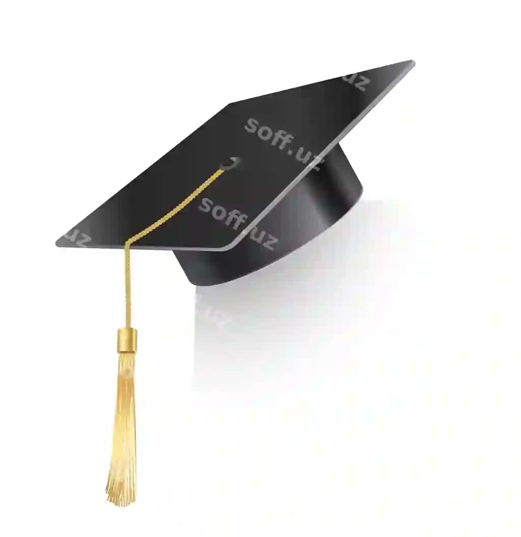Vektorli realistik ohak taxtasi shlyapasi, diplomli oltin yubka | Vector realistic mortar board hat with golden tassel graduation